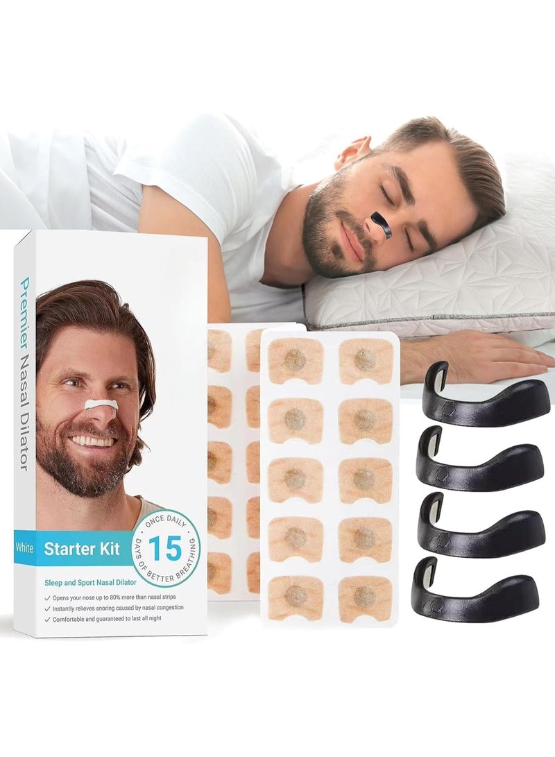 Nasal Dilator for Sleeping and Sports, Starter Kit, 15 Days, Black and White, Open the Airway 80% (Black) - Image 1